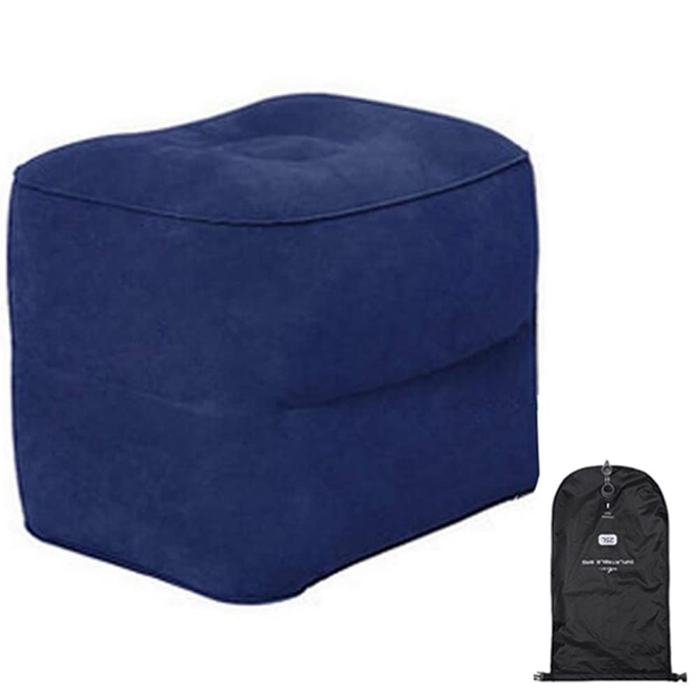 Kaxich 2 Layers Travel Inflatable Foot Rest Pillow for Sleeping Adjustable Height Travel Footrest for Kids Leg and Foot Rest Cushion for Airplane Train Car Home Office
