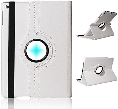 Apple iPad 5 /iPad Air Case , GARUNK 360 Degrees Rotating PU Leather Multi-angle Stand Case Cover for Apple iPad 5 /iPad Air 9.7 inch (White)