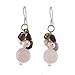 NOVICA Artisan Handmade Cultured Freshwater Pearl Rose Quartz Cluster Earrings .925 Sterling Silver Tourmaline Multigem Multicolor Pink White Dangle Beaded Thailand Birthstone 'Petal Romance'