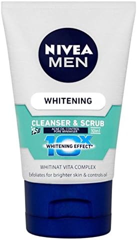NIVEA For Men Whitening Acne Oil Control Cleanser &amp; Scrub 100g-gently cleanses to unclog oil &amp; dirt while effectively prevent acne caused by excess oil without thinning the skin.