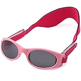TRUST OPTICS Toddler Baby Kids UV400 Sunglasses with Two Adjustable Straps and Case - Pink Frame Grey Lens
