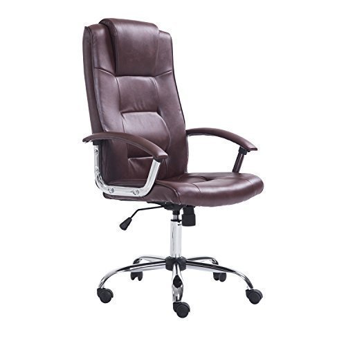 HOMCOM-Poltrona-Sedia-da-Ufficio-Dirigenziale-Sedia-Regolabile-Girevole-62-x-68-x-115-123cm-Marrone