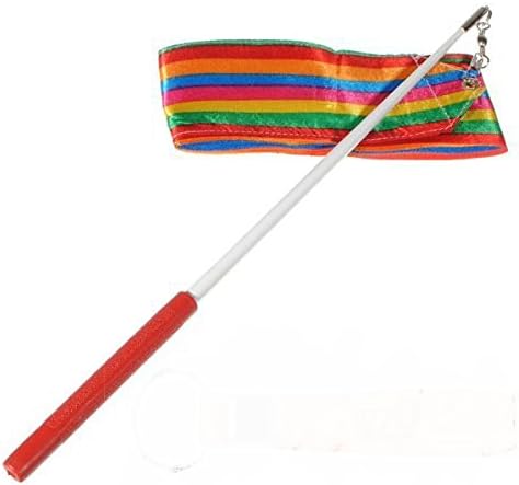UZZO 2014 Style Colorful 4M Alisa RG Ribbon Dance Ribbon Wand Gym Rhythmic Art Gymnastic Ballet Streamer Twirling Rod Baton Wirling Chinese Comes with A Long Stick+Free Logo Keyring(Colorful)
