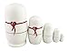 Creative Cute Fortune Cat Lucky Cat Handmade Wooden Russian Nesting Dolls Matryoshka Dolls Set 5 Pieces For Kids Doll Toy Birthday Christmas Gift Home Decoration (White)