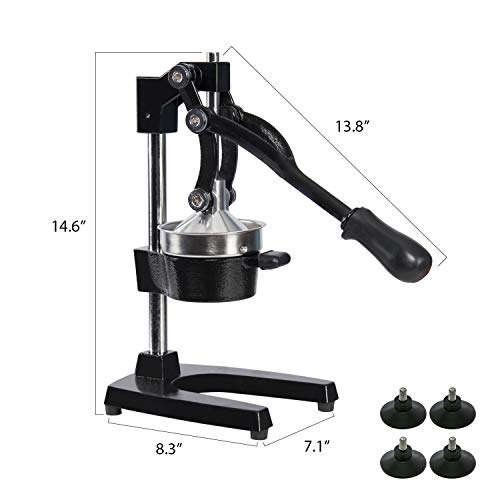 Professional Citrus Juicer - Commercial Grade Hand Press Manual Orange Juicer Lemon Squeezer with Heavy Duty Cast Iron Base and Handle - Non Skid Suction Foot Base - Thumbnail 4