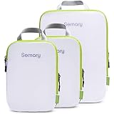 Compression Packing Cubes 3 Set Travel Organizer Accessories for Carryon Luggage Suitcase & Backpack-U8HTBAG001-White Green-Set 3