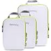 Compression Packing Cubes 3 Set Travel Organizer Accessories for Carryon Luggage Suitcase & Backpack-U8HTBAG001-White Green-Set 3