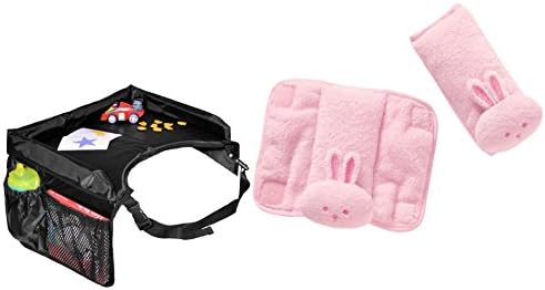 Babyhaven Bundle: Snack &amp; Play Travel Tray with Cushy Strap Car Seat Covers, Pink