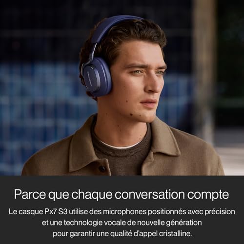 Px7 S3 Casque Supra-Auriculaire sans Fil, Réduction de Bruit Avancée, DSP 24-bit, aptX Lossless, 30 Heures de Lecture, 8 Microphones, Charge Rapide - Noir Anthracite