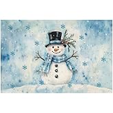 Wnoesat Blue Snowman Christmas Entryway Rugs 2x3 Winter Home Decor Doormat Small Non-Slip Low Pile Front Door Mat Washable Th