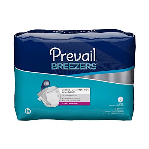 Prevail Breezers Ultimate Absorbency Incontinence Briefs, Large, 18-Count