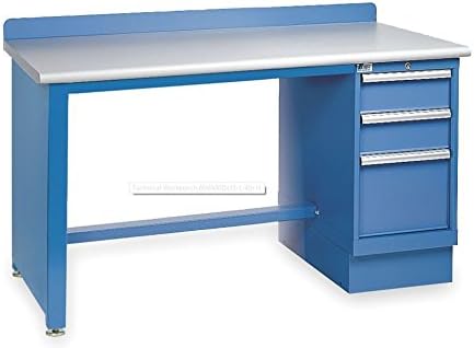 Lista International XSTB21-60PT/BB Technical Workbench, 3 Drawer Cabinet Pedestal, 60" Width x 30" Depth x 35-1/4" Height, Bright Blue