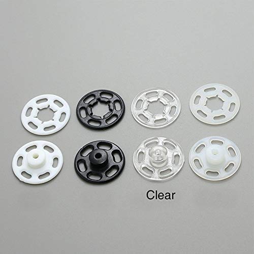 CGMJ 100 Sets 0.51" Clear Plastic Sew on Snap Fastener Button Press Button for Sewing DIY Craft