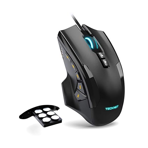 TECKNET M009 Gaming Mouse with 16400 DPI, Wired RGB LED Backlit Computer Mice, 10 Programmable Buttons, Weight Tuning…