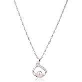 Vanbelle Sterling Silver Jewelry-Rhodium Plated with 925 Stamp - Silver Pearl Pendant Necklace with White Faux Pearl & Cubic Zirconia Stones for Women