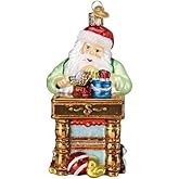 Old World Christmas Workshop Santa Glass Blown Ornament for Christmas Tree, Handcrafted Holiday Decoration, Santa Collection