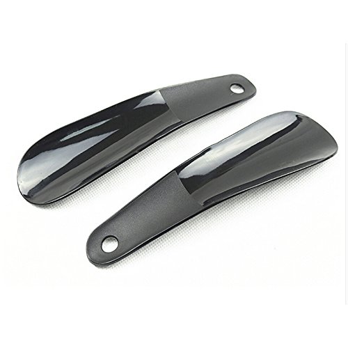 2 Pcs Shoe Horn Black Plastic Shoe Horn Strong Flexible Travel Small Short Easy Hook Hole Hoe Horn Lifter Small by OBANGONG