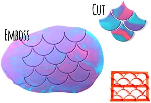 Mermaid Fondant Embossing Stamp/Cutter with Large 2″ Scales/Cookie Press/Stamp Measures 5" x 6"