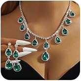 Rumtock Teardrop Crystal Peacock Silver Necklace Dangle Drop Earrings Women Wedding Costume Jewelry Set