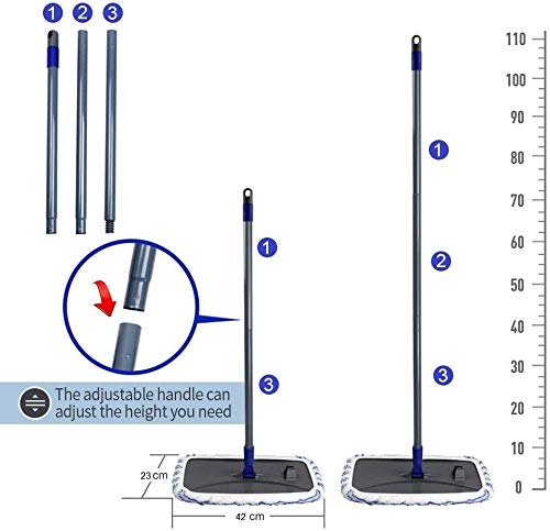 Mastertop mop, groot, vlak, microvezel, 40 x 21 cm, draaibaar, voor het reinigen van houten vloeren, tegels, marmer - Afbeelding 5