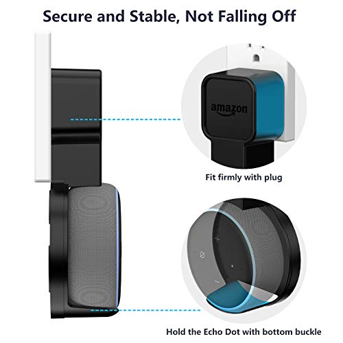 Outlet Wall Mount Holder Compatible with Dot 3rd Generation, A Space-Saving Solution for Your Smart Home Speaker, Clever Dot Accessories with Built-in Cable Management Hide Messy Wires - Thumbnail 4