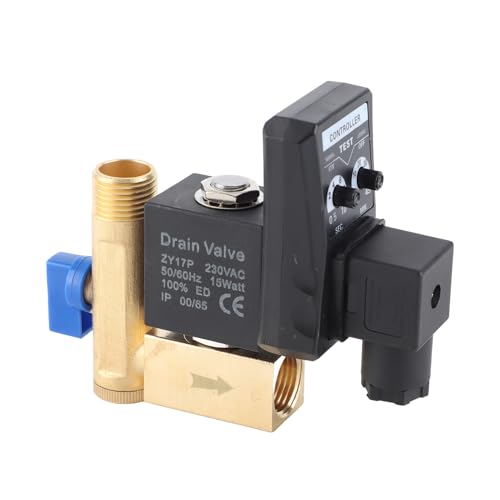 Automatic Electronic Brass Exhaust Valve, Automatic Drain Valve G1/2 DN15 Electronic Automatic Drain Valve for Condensed Air Compressor (AC230V) (230V)