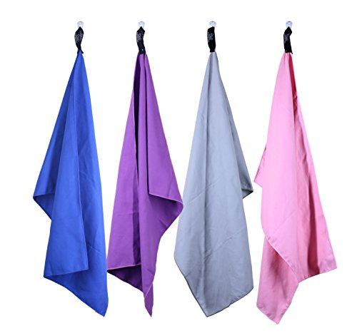 Esup 2 Pack Microfiber Towel XL Quick Dry Micro Gym Towels (60 Inch X 30 Inch) with Hand/Face Towel (24 Inch X 15 Inch) & Mesh Carry Case for Swimming Pool Camping Travel Sports Yoga and Pilates - Thumbnail 4