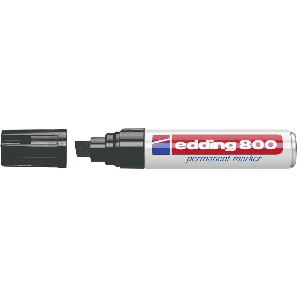 edding 800 permanent marker - black - 1 pen - chisel nib 4-12 mm - for bold markings - waterproof, quick-drying, smear-proof pens - for cardboard, plastic, wood, metal, glass and fabric