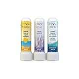 LUVV Personal Aromatherapy Nasal Inhalers - SUNRISE, RELAX, HAPPY Combo Pack - 3 Blends to Awaken, Calm, Ground Mind/Body - Portable, Mini Travel Essential Oil Diffusers - Set of 3