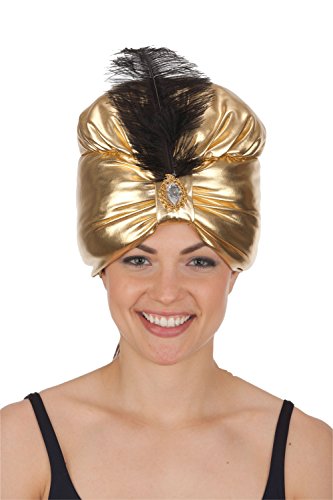 Jacobson Hat Company Women's Turban with Jewel and Black Feather