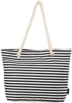 Lt Tribe Beach Bags Canvas Shopping Travel Tote Bags Picnic Bags Handbags for Women Black and White G00252