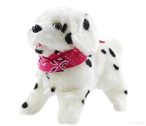 Haktoys Flip Over Puppy | Battery Operated Somersaulting, Walking, Sitting, Mechanical Barking Electronic Plush Cute Animal Dalmatian Dog | 7 Tall, Safe & Durable | Gift Toy for Toddlers, Kids & Pets