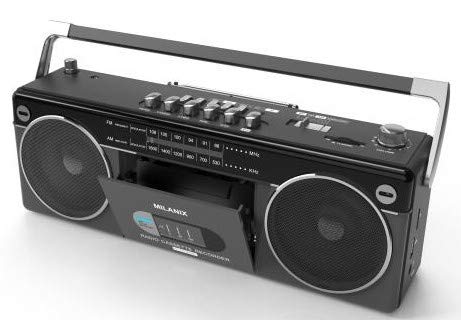 Milanix Portable Boombox Stereo Tape Cassette Player/Recorder with Bluetooth, USB, SD, AM/FM Radio and Headphone Jack- Gray