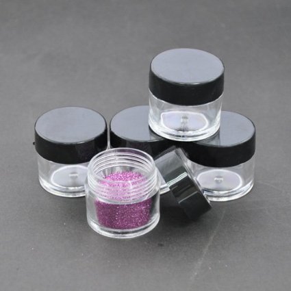 Healthcom 10 Gram Jar,10 ML Jar, Cosmetic Sample Storage Containers New Plastic Empty Black Lid For Make Up Eye Shadow Creams Lip Balm Lotions,50 Pcs