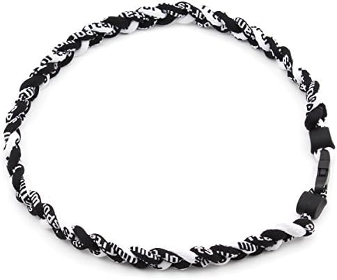 3 Rope 20" Titanium Ionic Sports Necklace Baseball Softball Soccer Braided Twist(Black/Black/White)