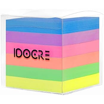 Idocre Sticky Notes 3x3 inches - 12 Pads/Pack, Waterproof Post It Notes, Neon Multi Color Memo Notepads