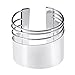 MXYZB Stainless Steel Smooth Hollow Hoop Open Ended Wide Cuff Bangle Bracelet (Sliver)