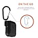 URBAN ARMOR GEAR UAG Compatible with AirPods (1st Gen & 2nd Gen), Full-Body Protective Rugged Water Resistant Soft-Touch Silicone Case with Detachable Carabiner, Black/Black, 10185E114040