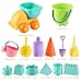 MINGPINHUIUS Kids Beach Toys Toddlers Beach Sand Toys with Truck Castle Bucket Kettle Molds A Mesh Bag, Soft Plastic Material Ideal Gift for Baby Boys or Girls 22 Pcs