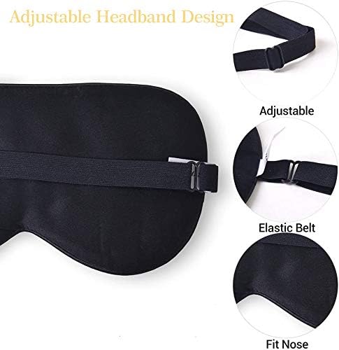 ZIMASILK 100% Natural Silk Eye Mask Blindfold,Adjustable Super-Smooth Soft Sleep Eye Mask for Sleeping with Bag(Black) - Image 4