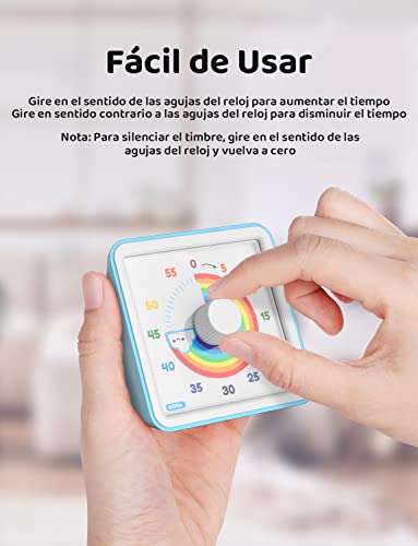 LIORQUE Visual Timer, 60 Minute Countdown Kids Timer, Pomodoro Timer, Time Management Tool for Children and Adults (Blue)