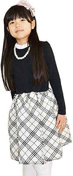 Amazon Kitohouse キトハウス フォーマル ワンピース チェック 韓国子供服 キッズ 女の子 子供服 長袖 ガールズ 90 ブラックチェック ワンピース チュニック 通販