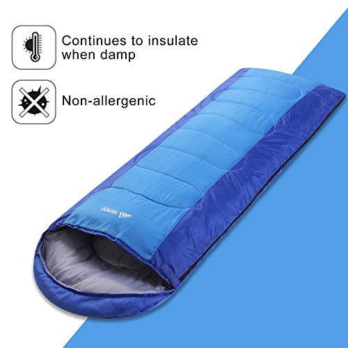 SEMOO Sleeping Bag, Portable Lightweight Water Resistant Temp Rating 42.8F/6C, Comfort 3 Season Envelope Sleeping Bags with Compression Sack Green - Thumbnail 2
