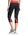 BALEAF Women's Yoga Running Workout Capri Legging Hidden Pocket Non See-Through Fabric Red Size S