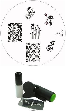 Bundle - 3 Items: Konad Nail Art Mini Promo Set Plate M83 Chic Kitty + Magic Nail Buffer