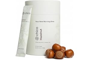 Chico Caffeine-Free Hazelnut Chicory Coffee Substitute | Low Acid, High Fiber, Instant Stick Packs | Plant-Based, Vegan, Natural | 20 Servings