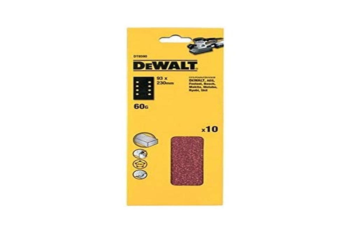 Dewalt DT8590-QZ One Third Sheet, Pre-Punched, 93 mm x 230 mm, Grit Size 60 (Pack of 10)