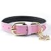 PET ARTIST Pink Classic Soft Padded Leather Dog Collar for Medium Dogs