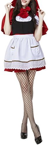 ShangYi Womens Halloween Little Red Riding Hood Maid Outfit Black Red White XXL