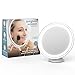 Jerrybox LED Lighted Makeup Mirror 7× Magnification, Adjustable, Dimmable Cordless, Collapsible, Warm Light Bathroom Mirror with Power Locking Suction Cup, White, Bonus Pocket Mirror, Gifts for Women